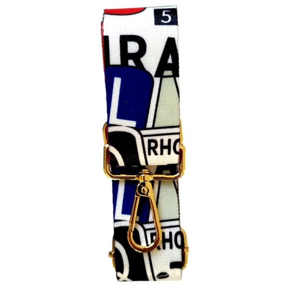 NWT Adjustable Crossbody Strap License Plate Print with gold hardware - Picture 3 of 4